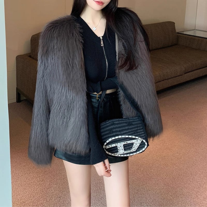 long pile faux fur jacket la2425