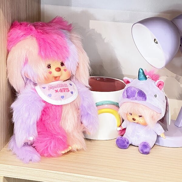 モンチッチ SS顔でかキーチェーンユニコーン と　Sサイズ　ぬいぐるみ セット しなこ×モンチッチ S（わたあめちゃん）」 「しなこ×モンチッチ