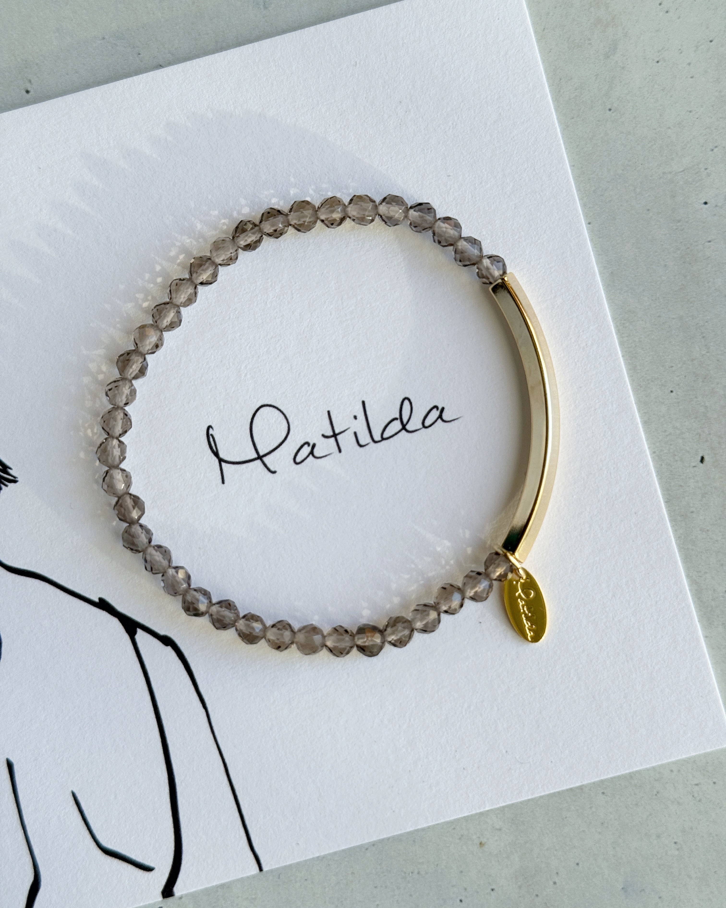 【再販】Tube & stone bracelet(アイスオブシディアン)