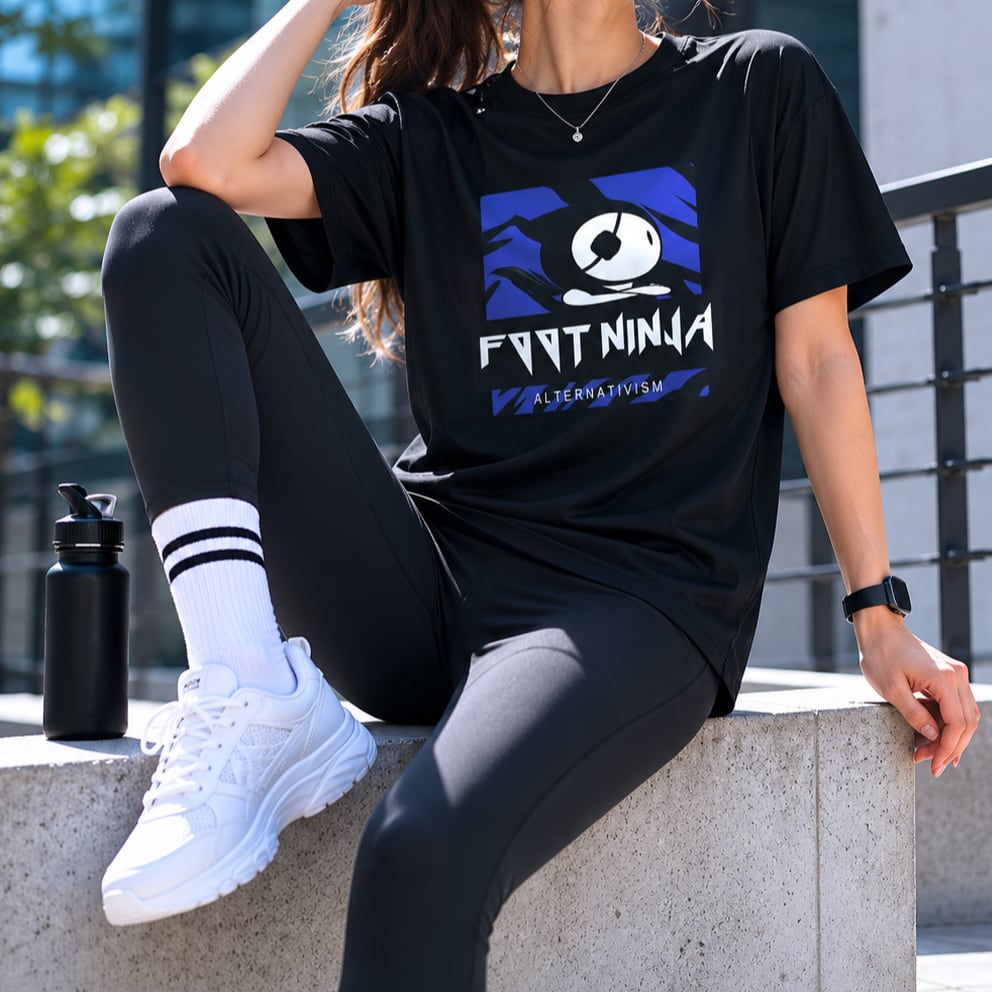 SHURIL Ninja Dry Tee ドライTシャツ 青黒柄 忍者 | FOOTNINJA