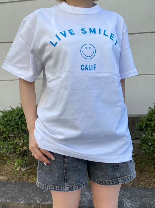 SMILEY FACE (スマイリーフェイス) LIVE SMILEY プリント Tシャツ ホワイト SMT-001