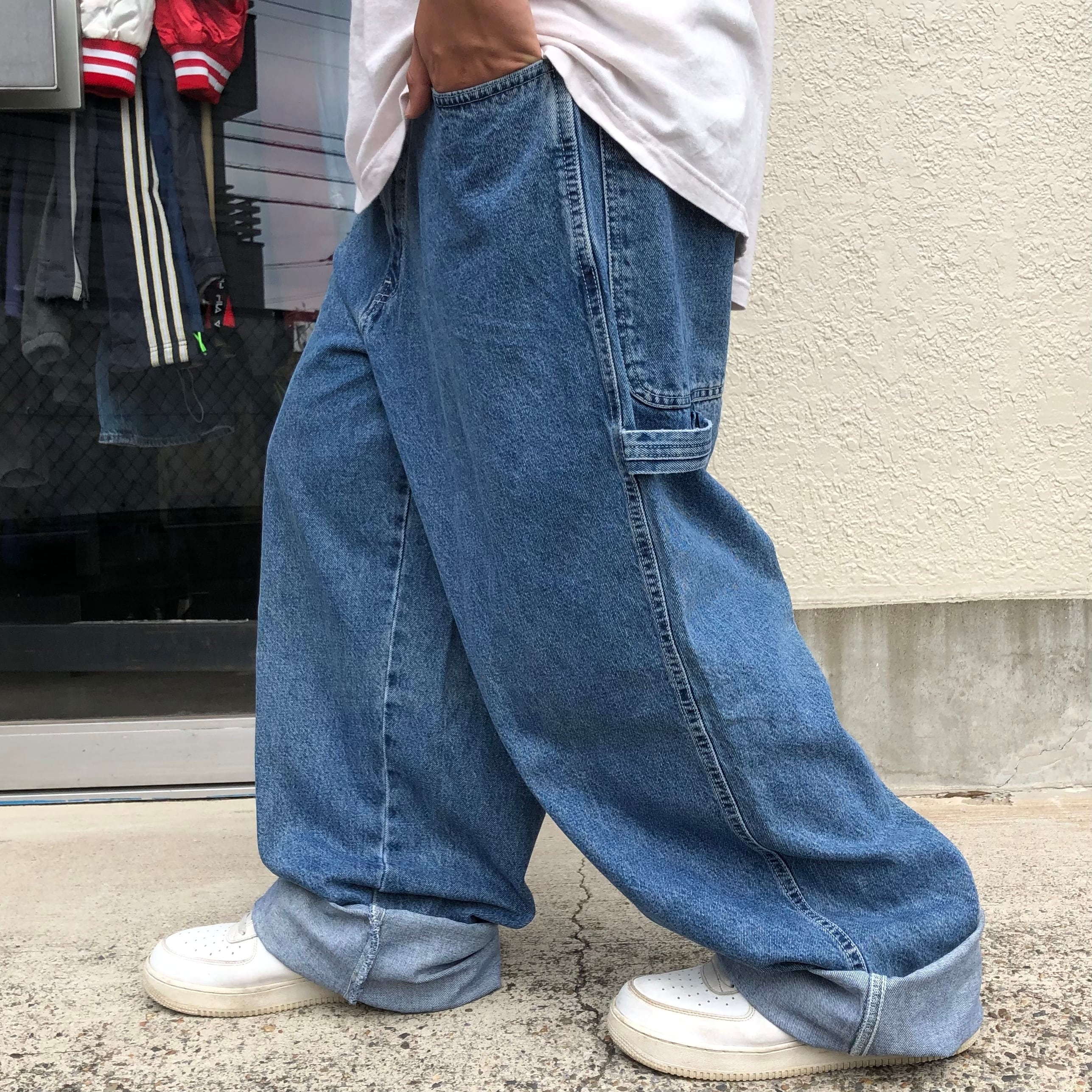 極太 90s NAUTICA JEANS バギーハーフデニム B系HIPHOPカラーブルー