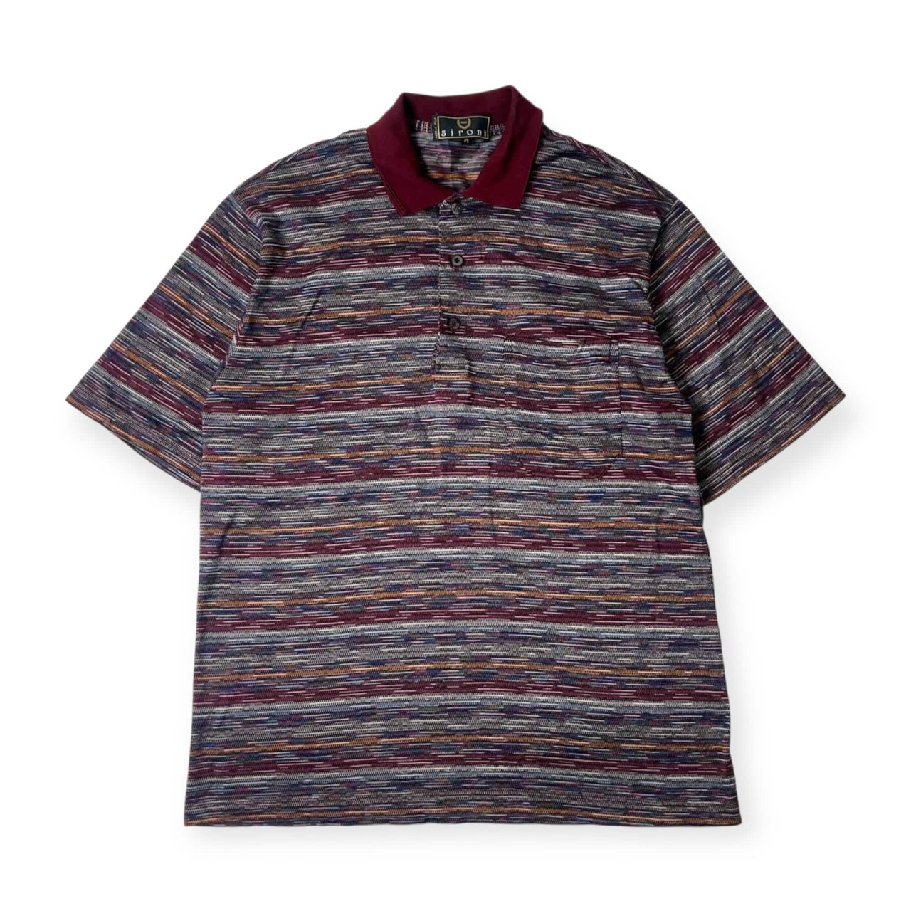 イタリア製 SIRONI シローニ ボーダー 半袖 ポロシャツ M/マルチ メンズ ゴルフ ビンテージ