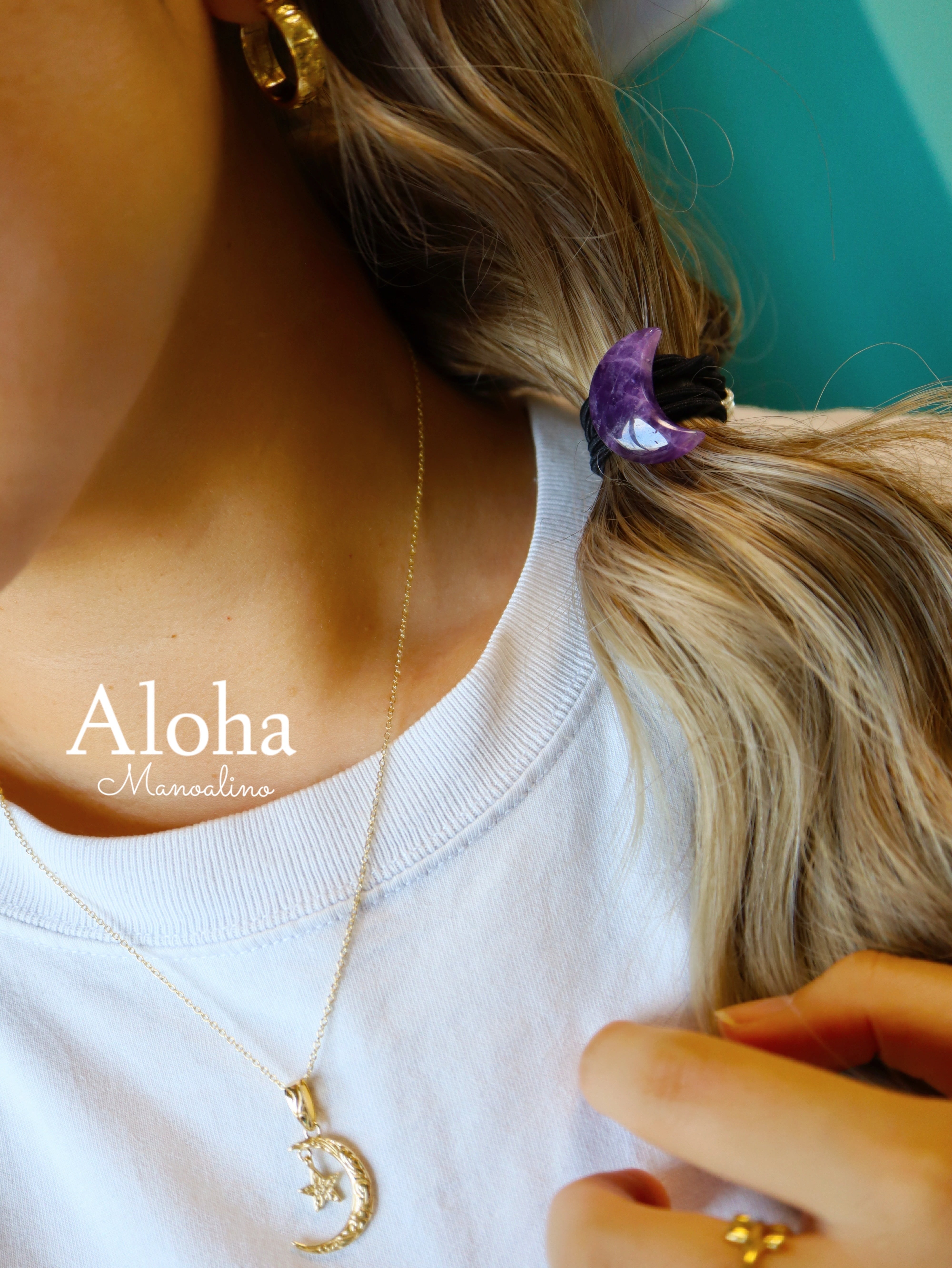Mahina moon amethyst hair accessory(月アメジストヘアゴム