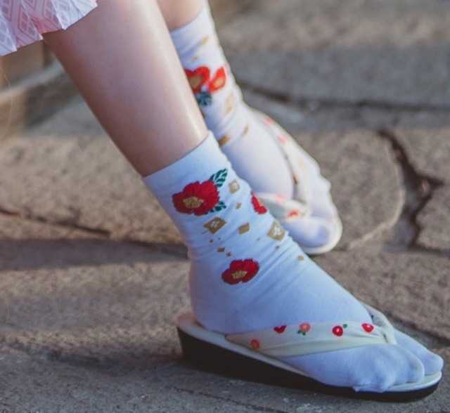 Nyanya 和ロリ ツバキ デザイン 足袋ソックス 靴下 可愛い 和装 ホワイト Loli Luxury Nyanya 和ロリ ツバキ デザイン 足袋ソックス 靴下 可愛い 和装 ホワイト Loli Luxury