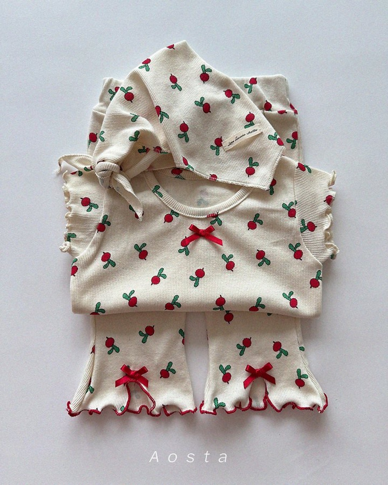 [Aosta] Ribbed Ribbon Tee / [아오스타] 골지리본티