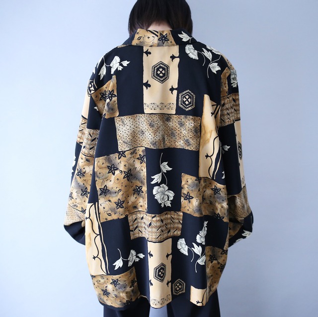 modern coloring art flower pattern loose silhouette easy tailored jacket