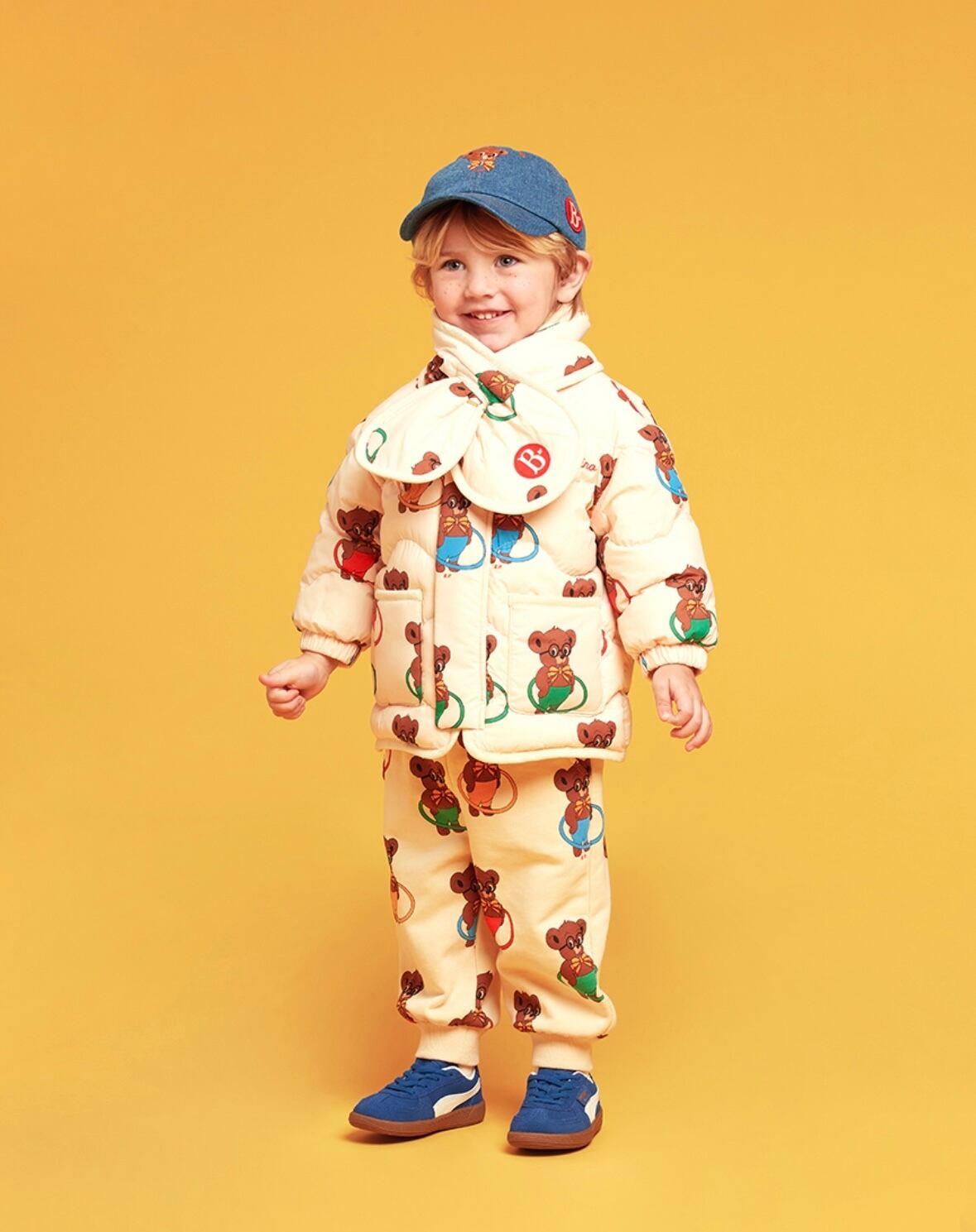 BEBE DE PINO] All over lacey baby quilted padding jumper set 正規