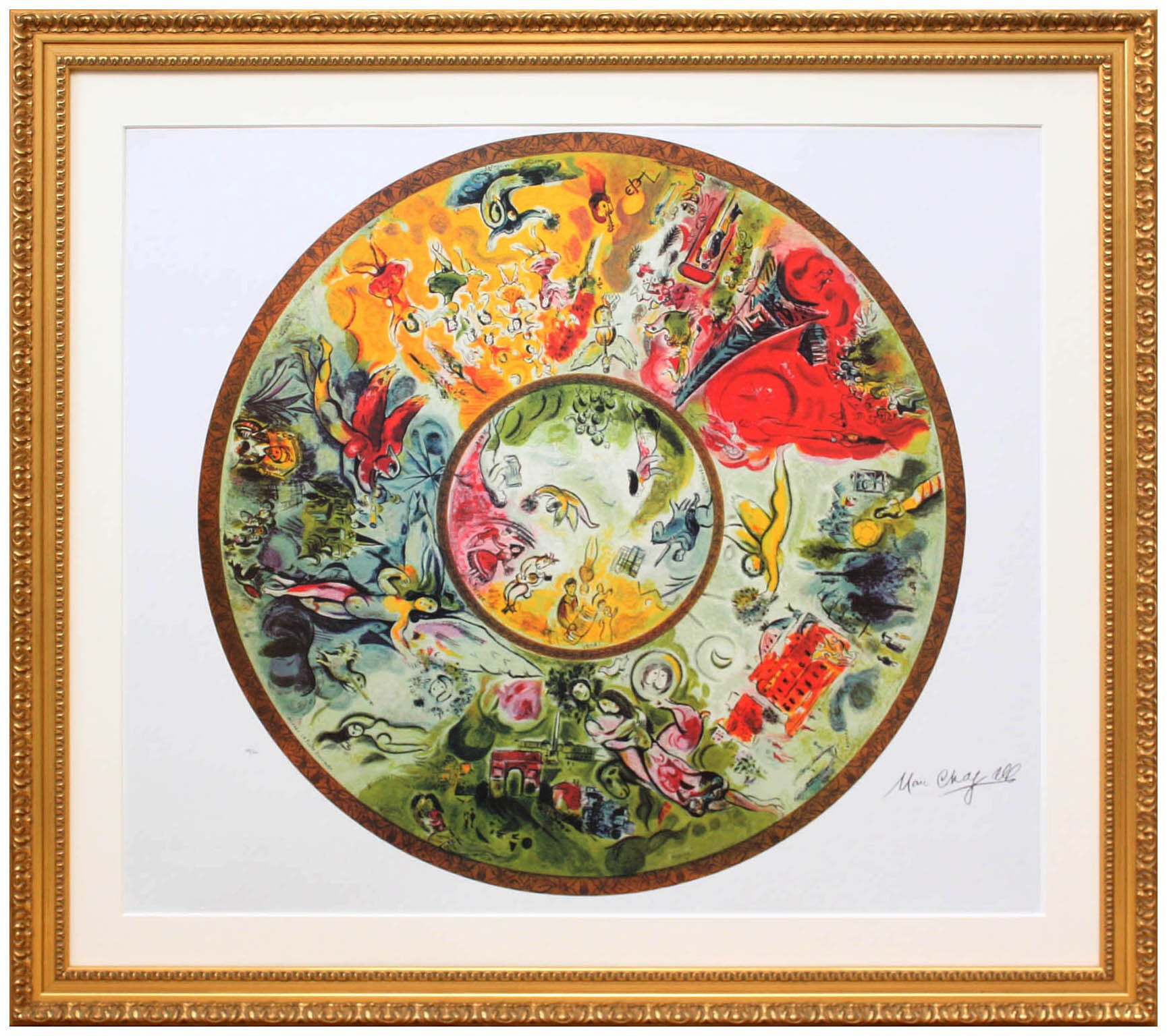マルク シャガール作品「パリ オペラ座の天井画」作品証明書 展示用フック 限定500部エディション付複製画リトグラフ