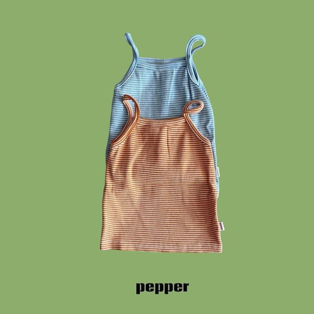 【取寄】pepper|cheese stripe sleeveless tee|チーズボーダーノースリーブT|XS-XL|kids|26 summer