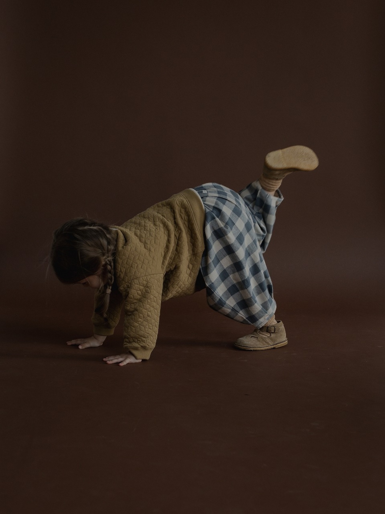ORGANIC ZOO Fog Blue Gingham Lodge Pants