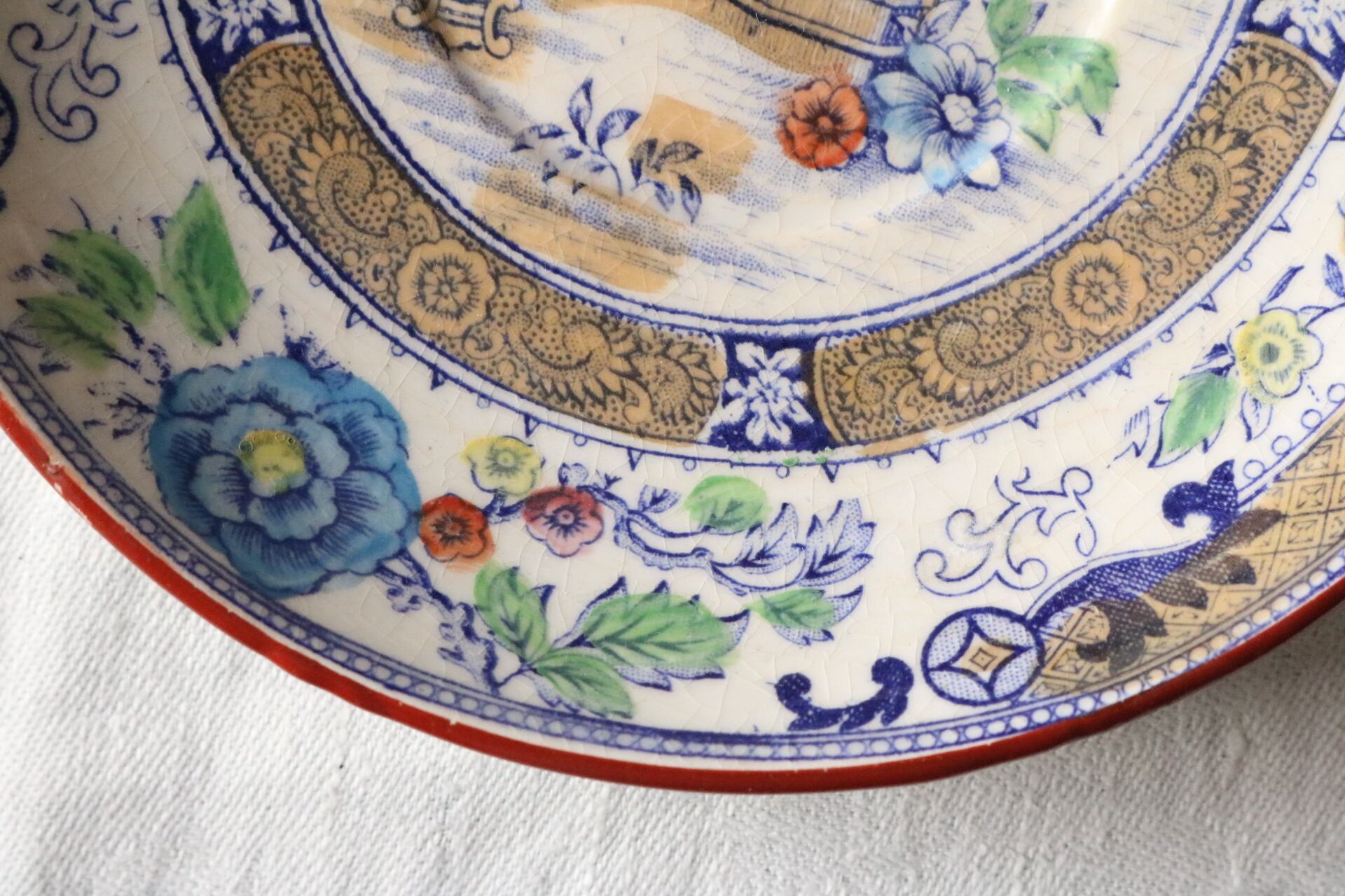 Creil montereau 多彩色枯れたボウルカフェオレシノワズリ