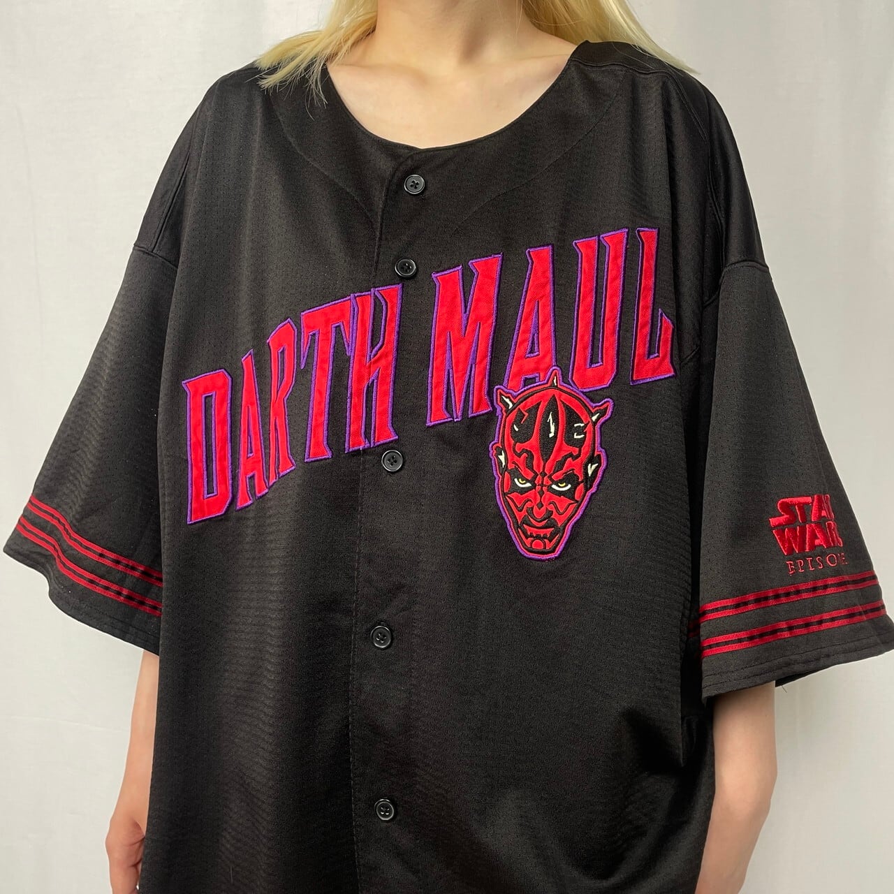 90年代 STAR WARS DARTH MAUL スターウォーズ ダースモール メッシュ ベースボールシャツ メンズ2XL