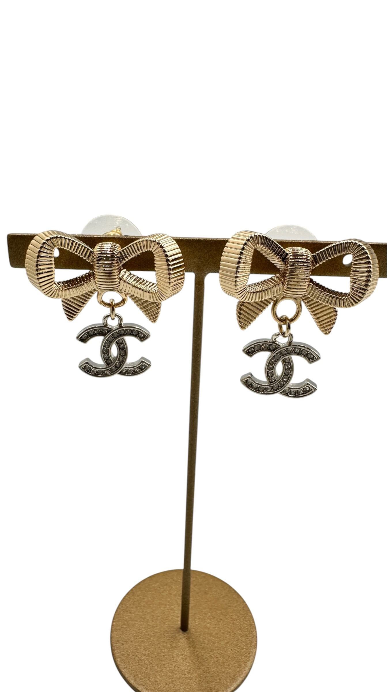 CHANEL シャネル B24K リボン ピアス 34191-202609
