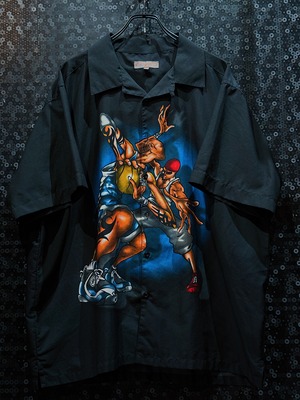 【ÆIEM】"Hypnotic Threads"vintage hip-hop style half sleeve shirt