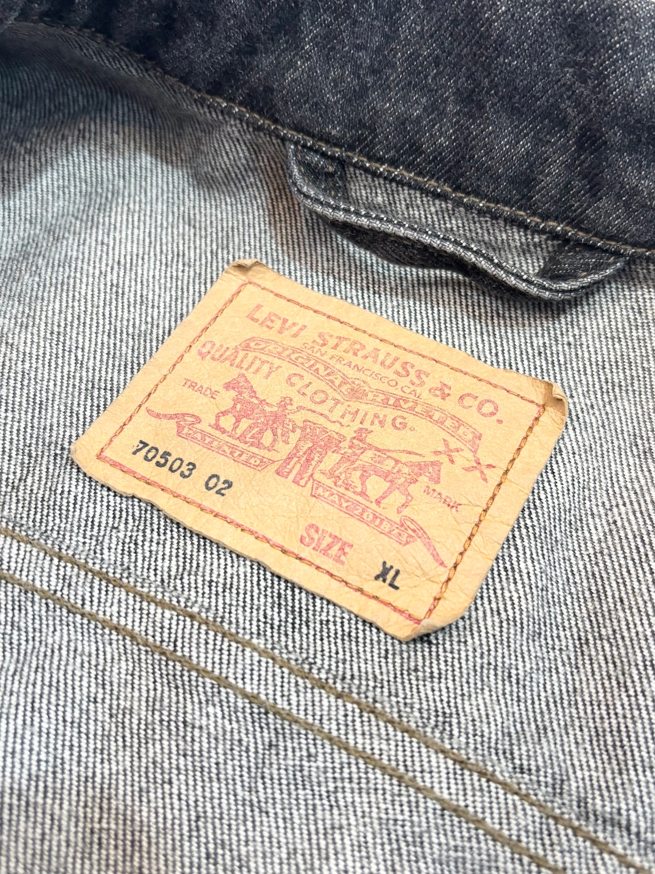 80s Levi's 70503-0259 BLACK DENIM JACKET Size XL
