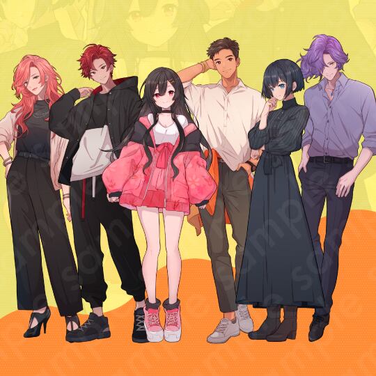 立ち絵素材6人セット】私服姿などの10代〜20代・男性女性キャラクター