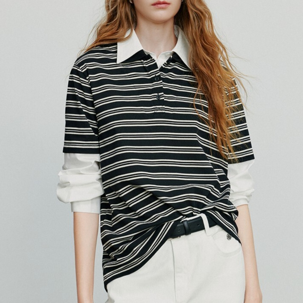 Striped Patchwork Pullover Shirt / ストライプ パッチワーク プルオーバー シャツ