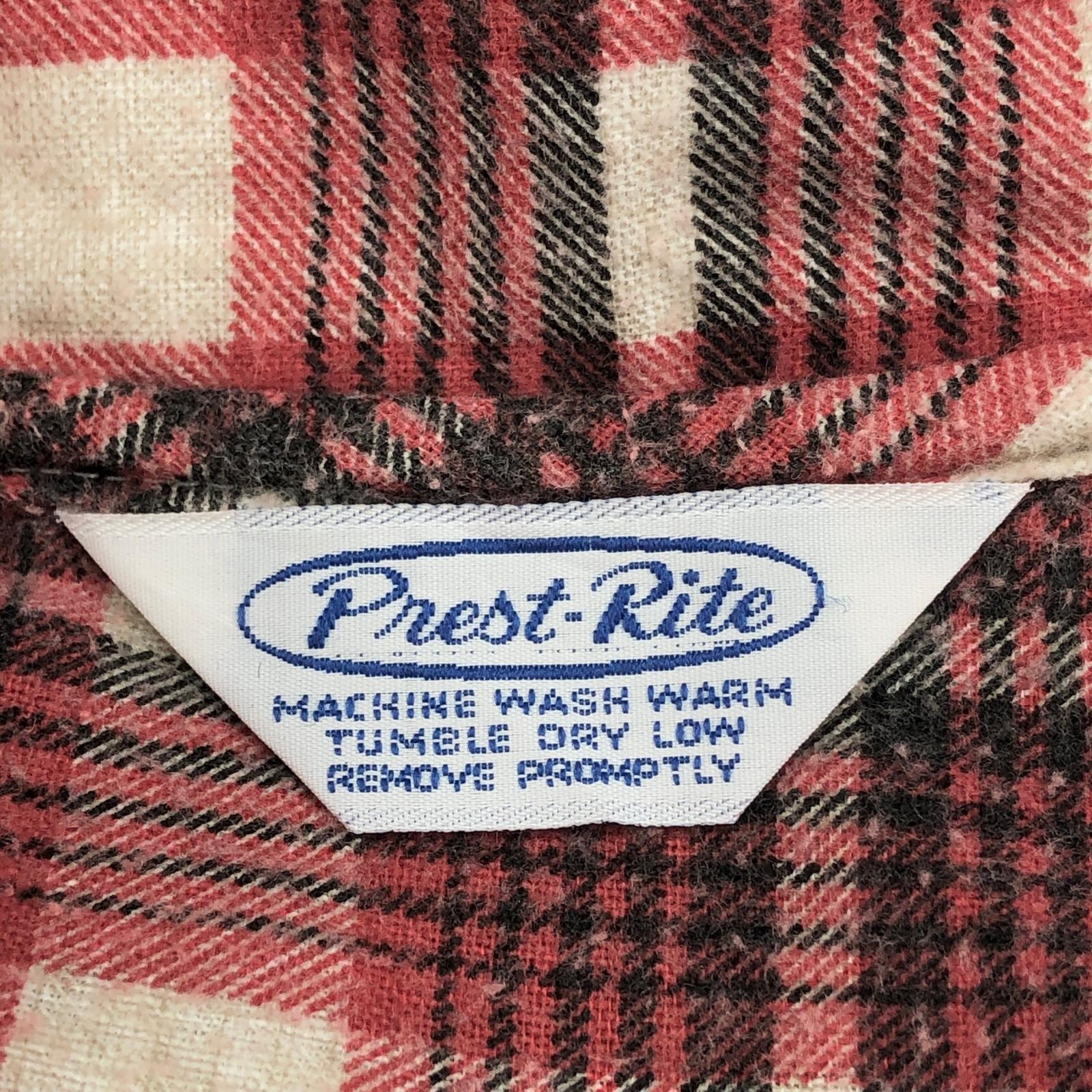 PREST-RITE プレストライト 70年代 襟芯入り チェック柄 プリント