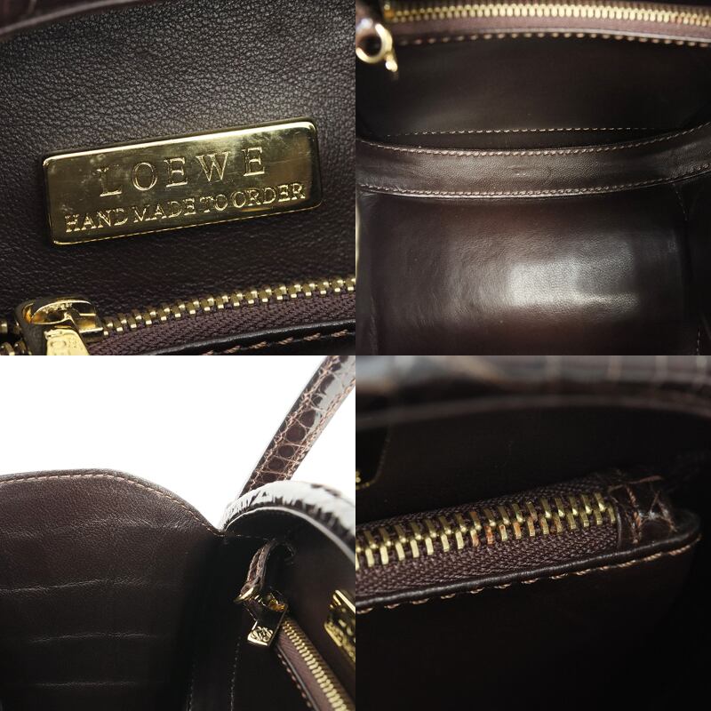 Vintage LOEWE ロエベ ショルダーバッグ クロコダイル ダークブラウン
