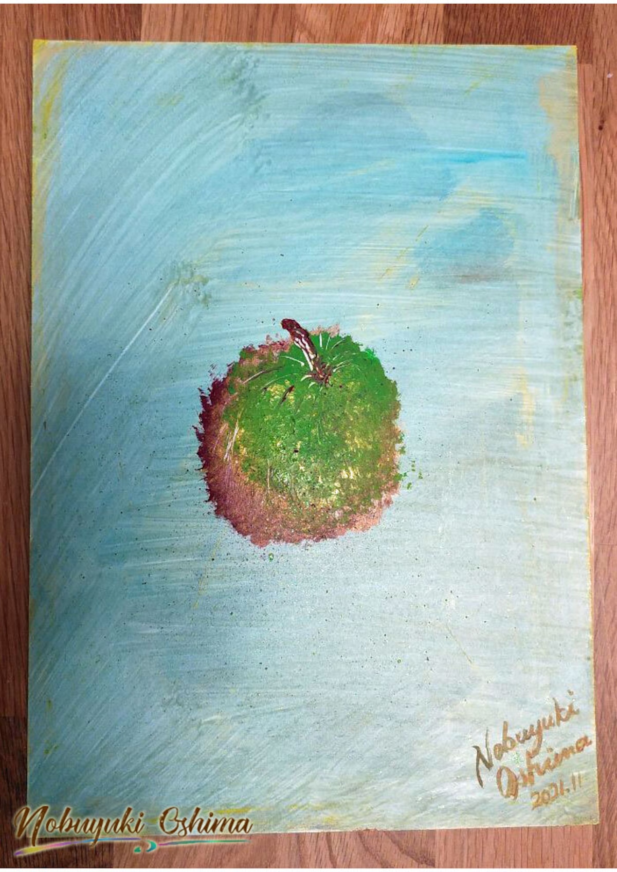 絵画☆原画（1点限り）「熟れた洋梨」（アクリル水彩画 2021年11月11日 