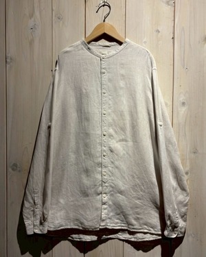 【a.k.a.C.a.k.a vintage】Euro Vintage Loose Linen L/S Band Collar Shirt