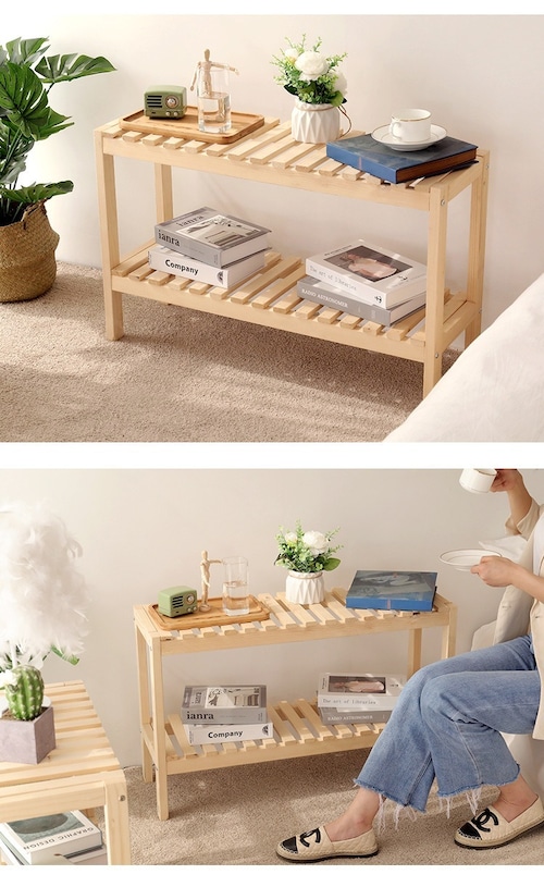 テーブル ローテーブル 天然木 サイドテーブル 北欧 収納棚 格子 おしゃれ 木製 幅60cm 奥行き30cm 高さ50cm