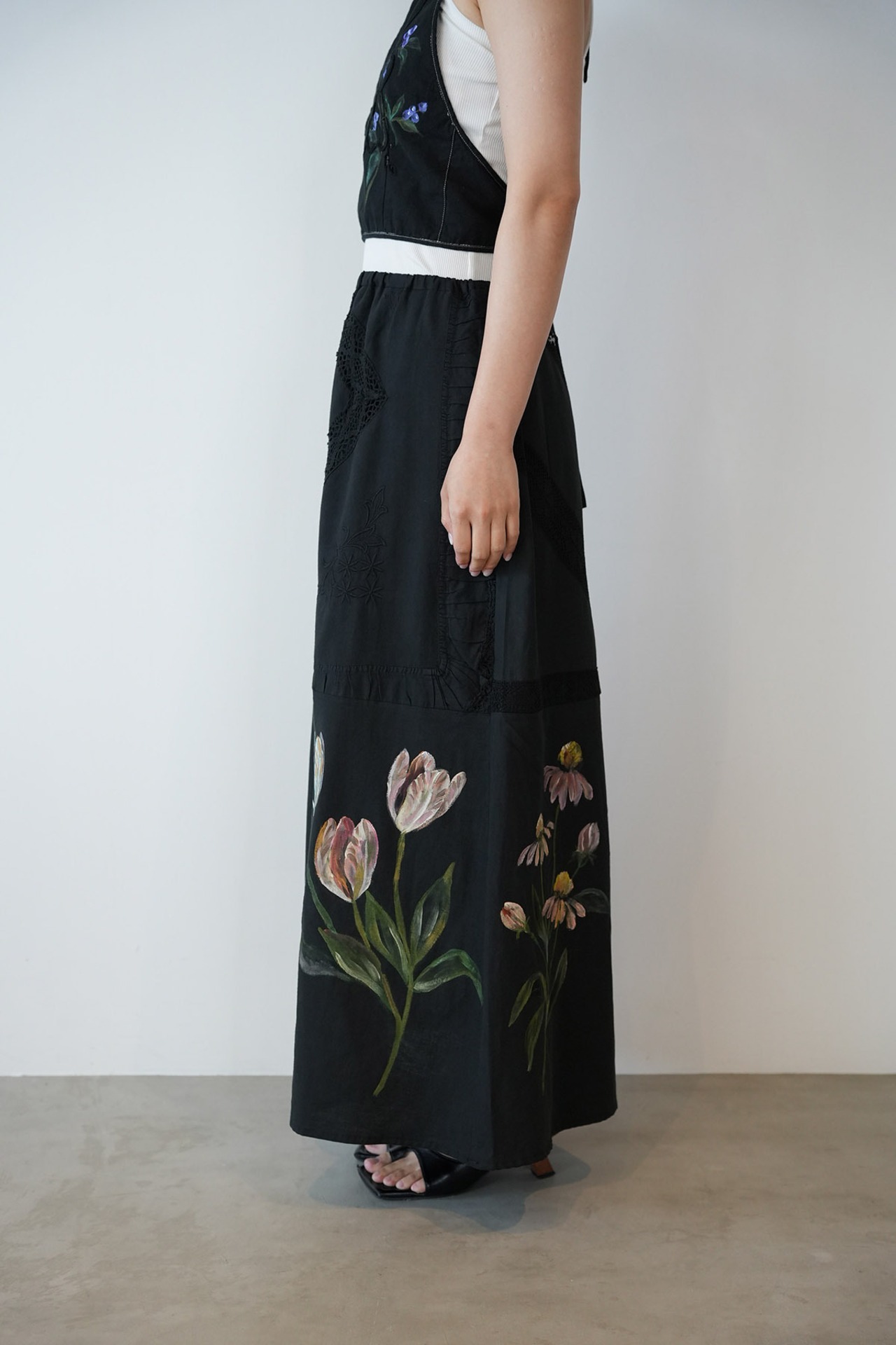 vintage lace skirt purple pansy