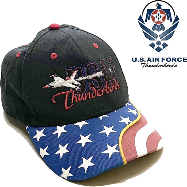 1点物◇USAF星条旗サンダーバーズ黒ベースボールキャップ古着メンズ