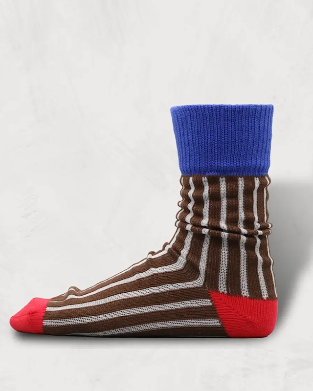 SHO WATABÉ / Cotton Needle-Out  stripes socks