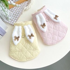 【PET】全2色キルティングウサギ耳付き裏ボアトップス