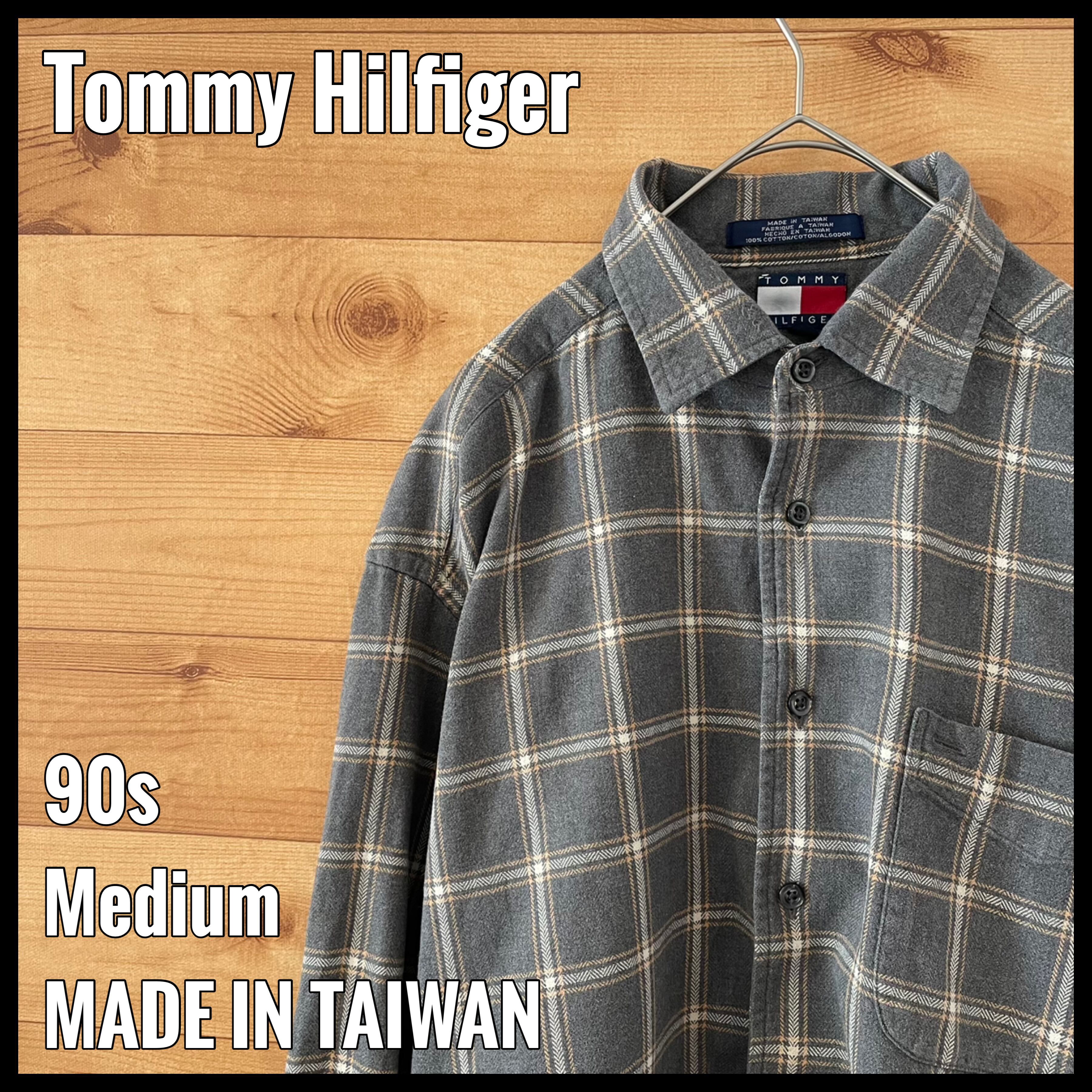 TommyHilfiger】90s 長袖シャツ ネルシャツ チェック柄 フラッグタグ M