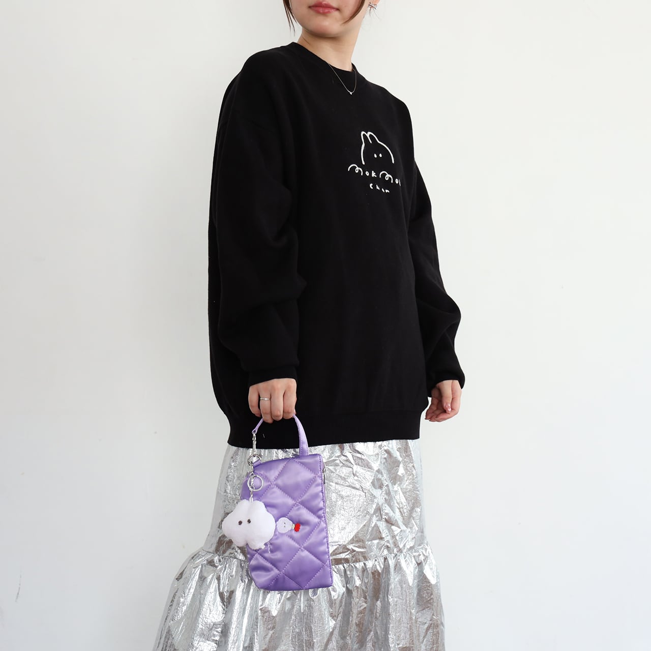 チェーン刺繍ウサニットスウェット/ブラック（MK-514) | もくもく