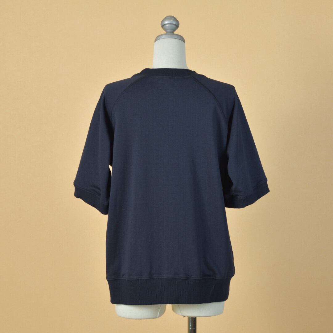 atelier naruse アトリエナルセ コットンリヨンセル裏毛半袖スウェット・ネイビー