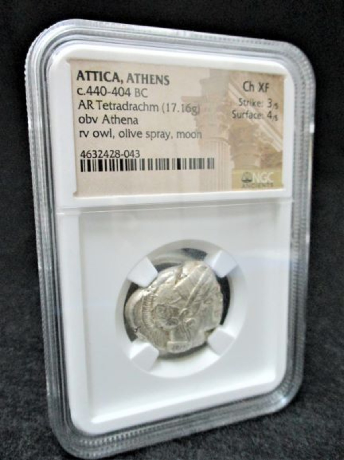 古代アテネ テトラドラクマ銀貨／アテナとフクロウ【NGC CH XF】準未 
