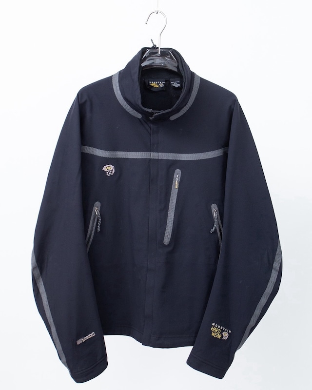 "MOUNTAIN HARD WEAR" design soft shell high neck zip jacket