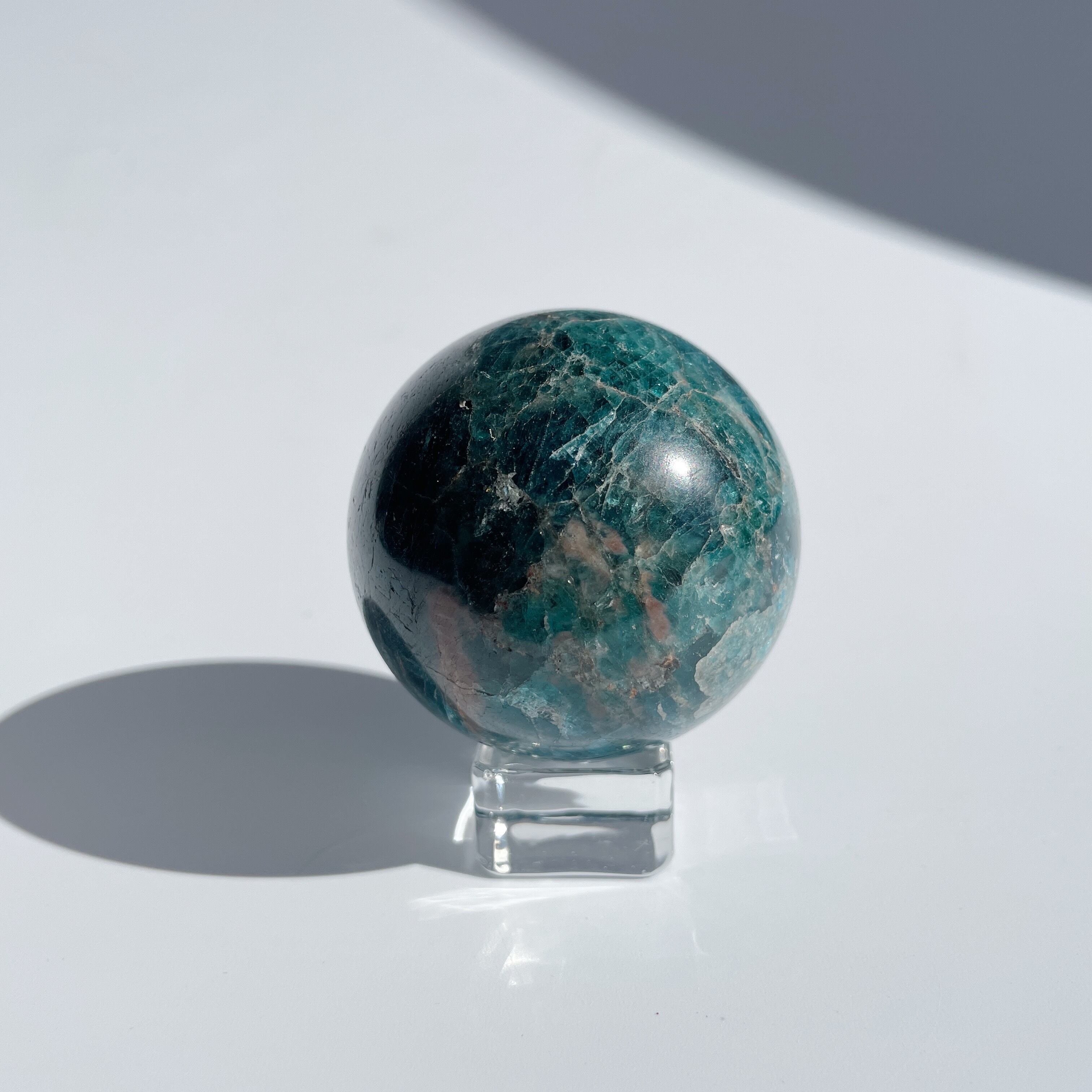 最終お値段❤️ 天然石 ブルーアパタイト スフィア ハート 特別価格♡ マダガスカル産]ブルーアパタイト丸玉/スフィア（直径22.7-22.8