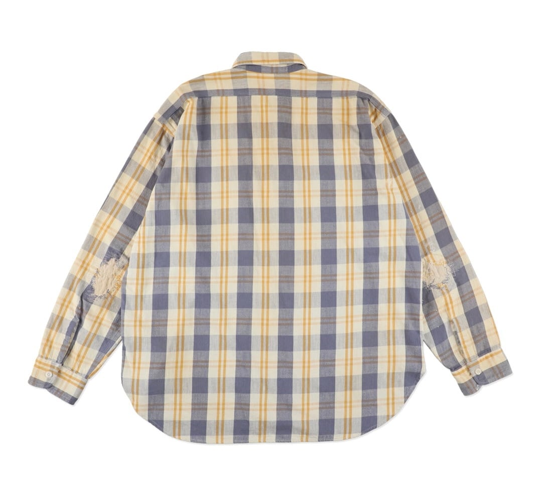 BOW WOW UNIQUE POCKET CHECKED FLANNEL SHIRT AGED YELLOW×BLUE