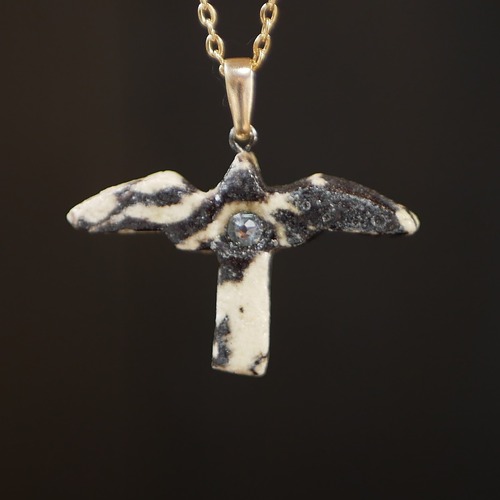 黒色の鳥＋クリスタル ペンダント no.1