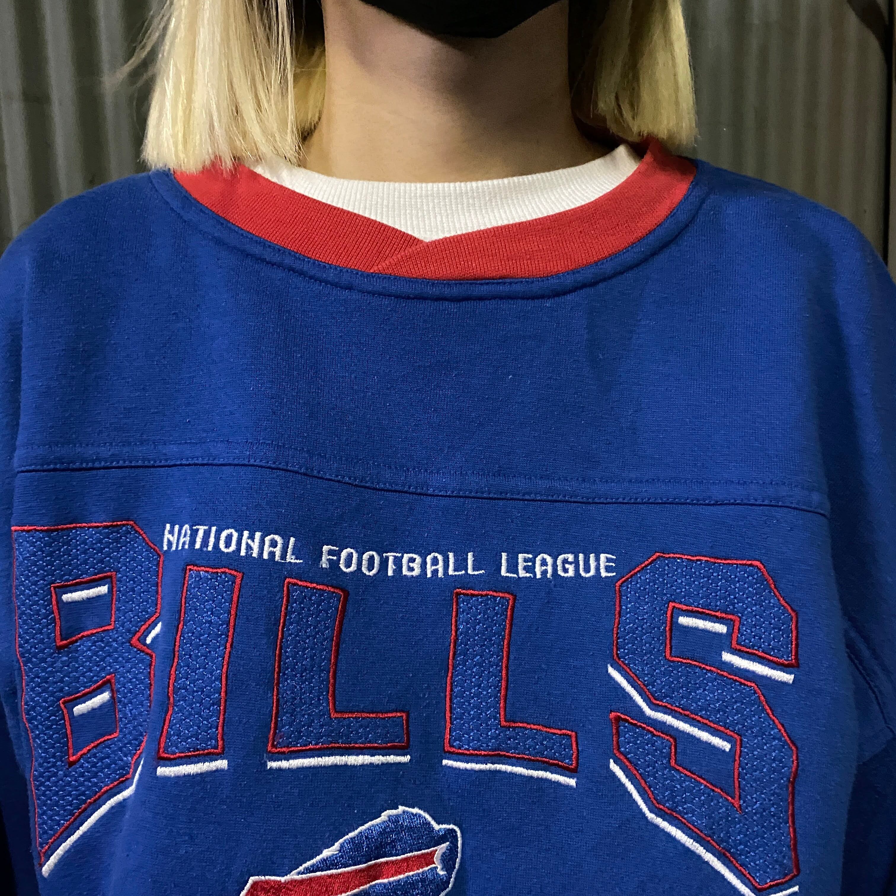 90年代 NFL BUFFALO BILLS バッファロービルズ チームロゴ 刺繍 スウェットシャツ メンズL 古着 90s ヴィンテージ