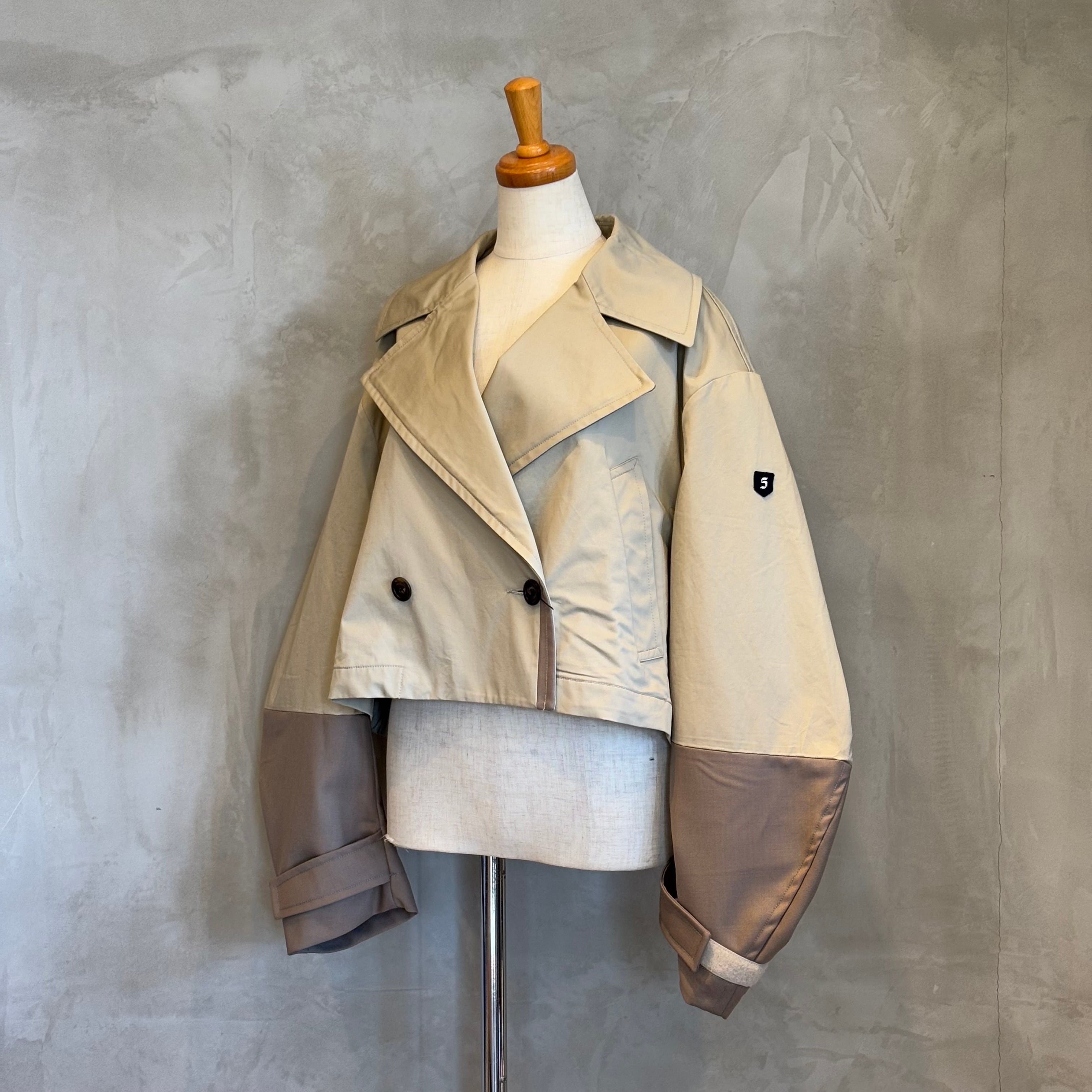 BLANC ショートコート BLANC basque/素材切替トレンチショートコート | 20ーtwentyー