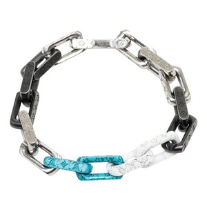 ルイ ヴィトン モノグラム チェーンストーン ブレスレット M1042L シルバー ブラック ブルー メタル レディース LOUIS VUITTON 【中古】