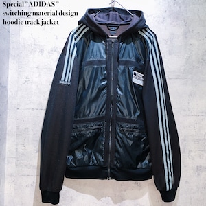 Special”ADIDAS”switching material design hoodie track jacket