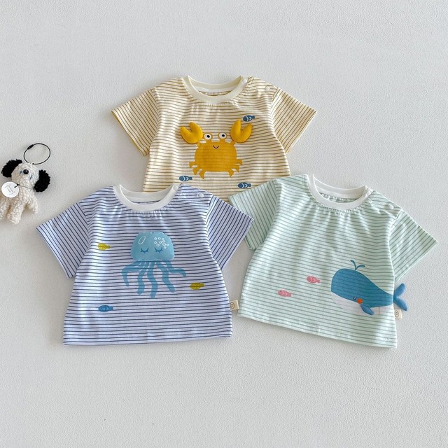 【73-110】夏新作　可愛いボーダーＴシャツ
