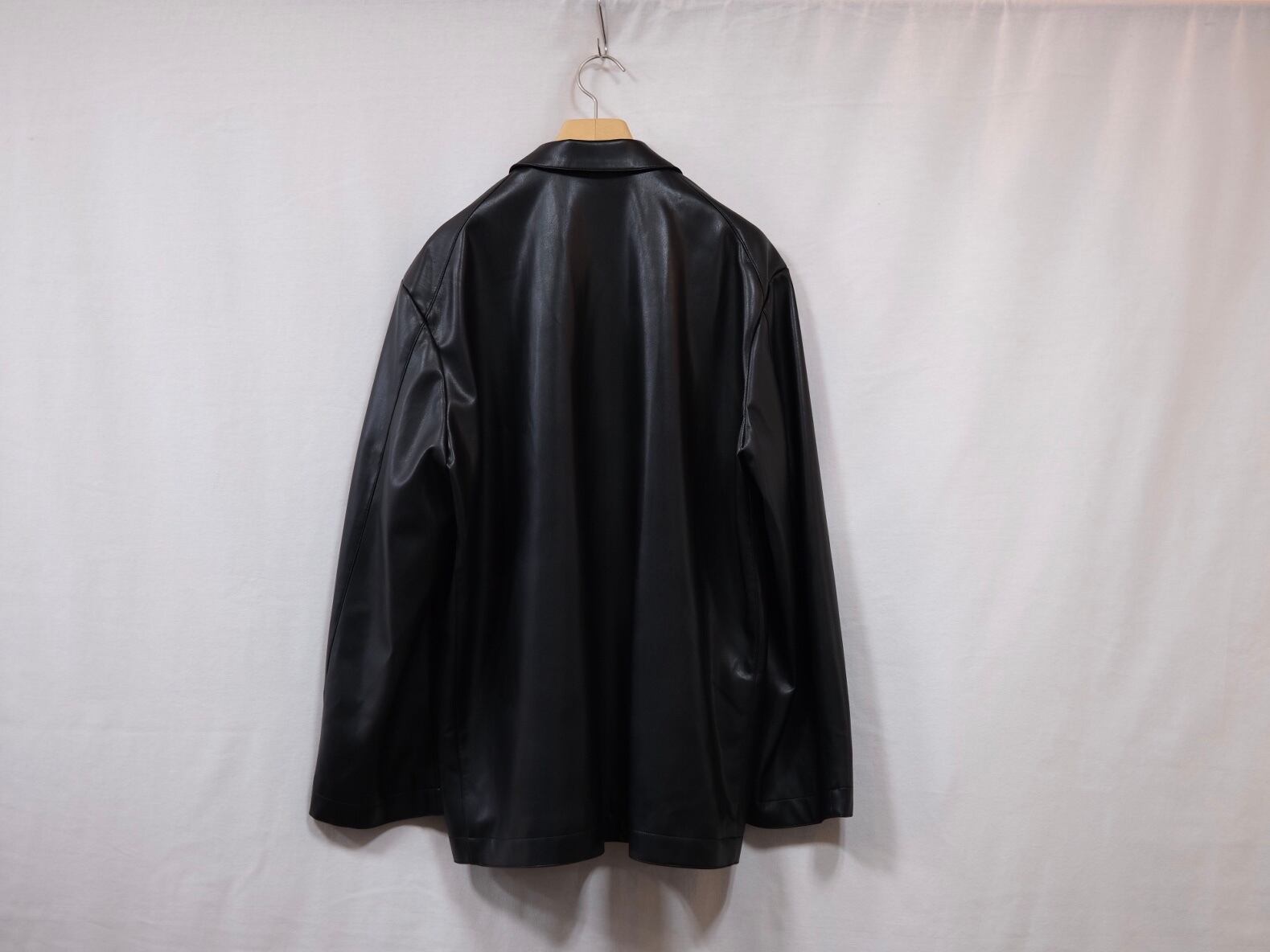 DIGAWEL” Synthetic Leather Half Coat Black” | Lapel online store