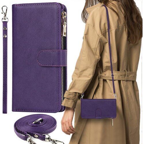 Google用 pixel 6A ケース 手帳型 ショ バー グーグル ピクセル6A カバー pixel6A スマホケース 手帳型 カバー pixel6Aケース 財布型 適用 case iCoverCase ストラップホール付き カード収納 バッグ マグネット 留め具 肩がけ 首掛け 斜め掛け カードケース ファスナー型 ストラップ付き カバー ショルダーケース クロスボディケース カード入れ スマホケース 携帯カバー パープル 1584