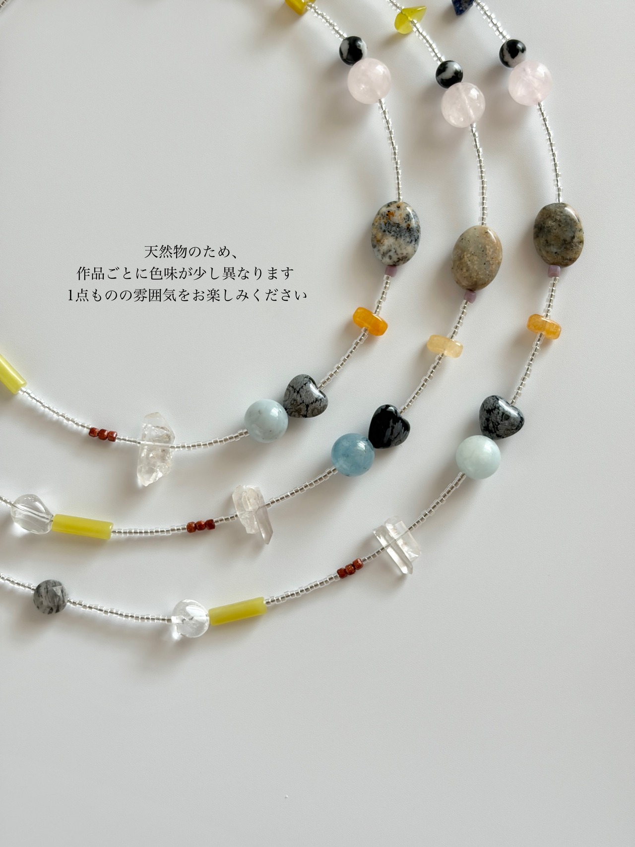 Multi Stone Clear Beads Necklace［BZN35］