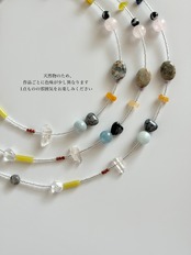 Multi Stone Clear Beads Necklace［BZN35］