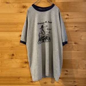 【anvil】リンガー トリム Tシャツ DJ イラスト George W.Bush old school ビッグサイズ XL US古着 アメリカ古着