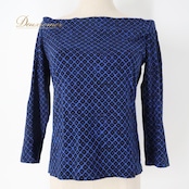 フラダンス 衣装 トップス カットソー ブルー系 マナオラ ハワイアン アロハ フラ ダンス レッスン 練習 グランジ加工 おしゃれ かわいい 上品 大人っぽい 鮮やか レッスン着 練習着 ブラック系 青 黒